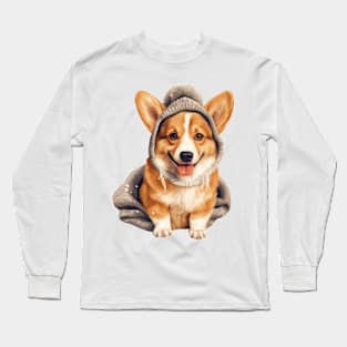 Winter Pembroke Welsh Corgi Dog Long Sleeve T-Shirt